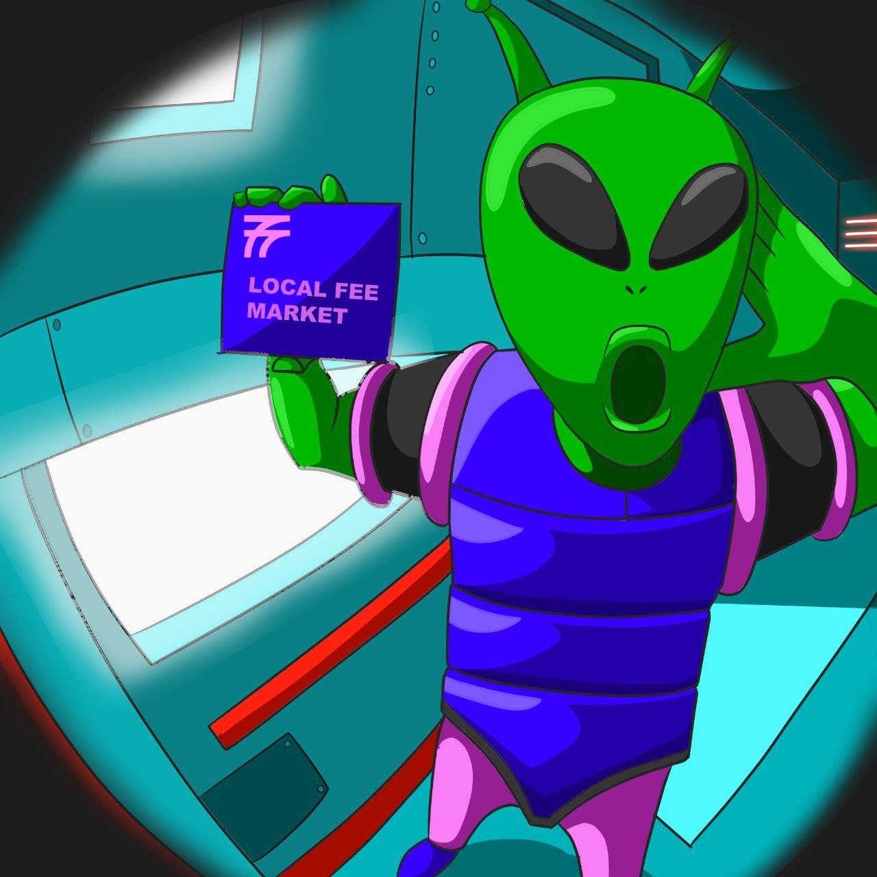 Fluent Alien - Hand-drawn digital artwork featuring otherworldly alien character