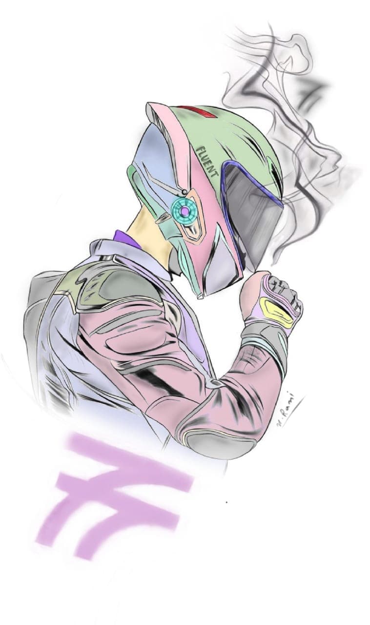 Fluent Biker - Hand-drawn digital artwork featuring biker character